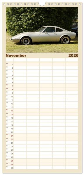 Produktbild: Familienplaner 2026 - Opel GT Der Kalender mit 5 Spalten (Wandkalender, 21 x 45 cm) CALVENDO