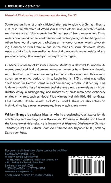 Produktbild: Historical Dictionary of Postwar German Literature