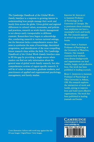 Produktbild: The Cambridge Handbook of the Global Work-Family Interface