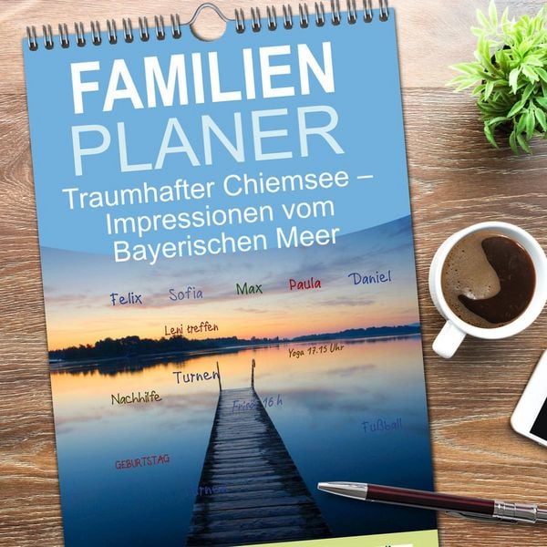 Produktbild: Familienplaner 2026 - Traumhafter Chiemsee &ndash; Impressionen vom Bayerischen Meer mit 5 Spalten (Wandkalender, 21 x 45 cm) CALVENDO