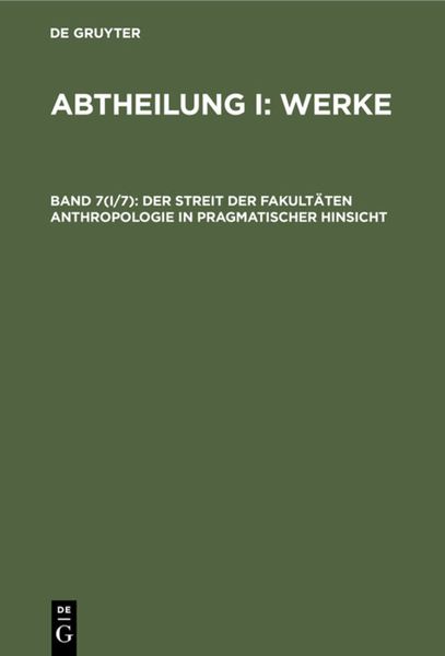 Produktbild: Der Streit der Fakult&auml;ten Anthropologie in pragmatischer Hinsicht