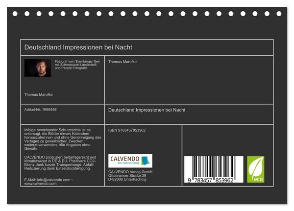 Produktbild: Deutschland Impressionen bei Nacht (Tischkalender 2026 DIN A5 quer), CALVENDO Monatskalender