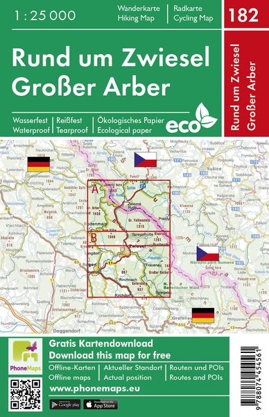 Produktbild: Phonemaps Wander - Radkarte 182 Rund um Zwiesel, Gro&szlig;er Arber, Wander - Radkarte 1:25.000