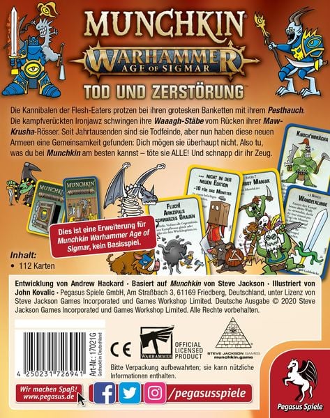 Produktbild: Pegasus 17021G - Munchkin Warhammer Age of Sigmar, Tod und Zerstörung (Erweiterung)