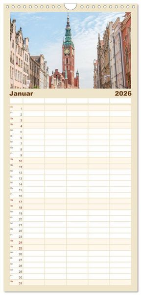 Produktbild: Familienplaner 2026 - Danzig - Polnische Hansestadt mit 5 Spalten (Wandkalender, 21 x 45 cm) CALVENDO