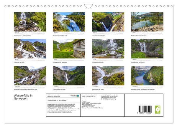 Produktbild: Wasserf&auml;lle in Norwegen (Wandkalender 2026 DIN A3 quer), CALVENDO Monatskalender