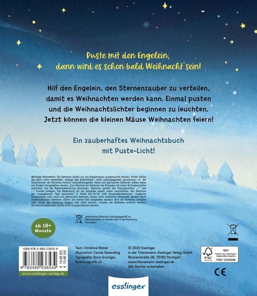 Produktbild: Mein Puste-Licht-Buch: Es wird Weihnachten, kleine Maus