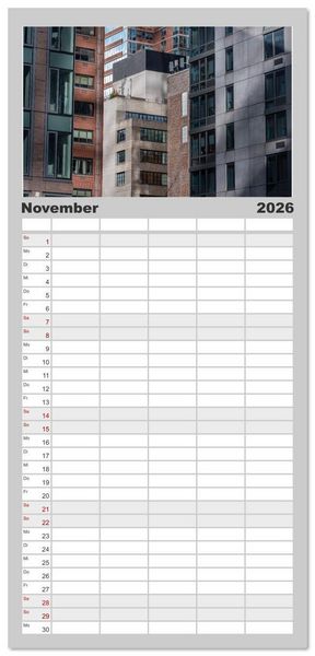 Produktbild: Familienplaner 2026 - Fassadenpoesie &ndash; Muster & Strukturen aus New York mit 5 Spalten (Wandkalender, 21 x 45 cm) CALVENDO