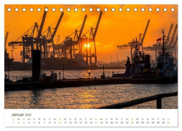Produktbild: Hamburgs Hafenlichter (Tischkalender 2027 DIN A5 quer), CALVENDO Monatskalender