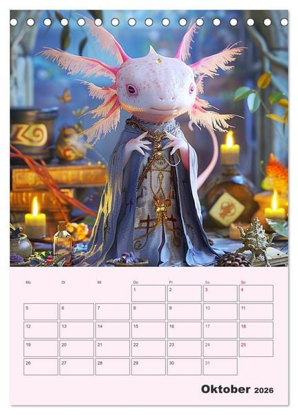Produktbild: Axolotl. Lustiger Schwanzlurch mit Superkr&auml;ften (Tischkalender 2026 DIN A5 hoch), CALVENDO Monatskalender