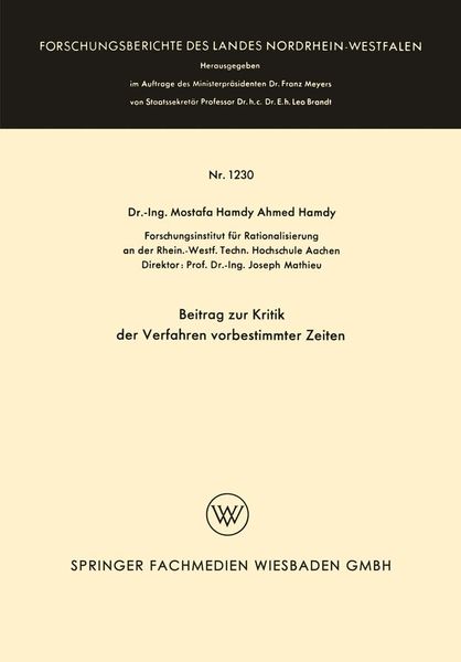 Produktbild: Beitrag zur Kritik der Verfahren vorbestimmter Zeiten