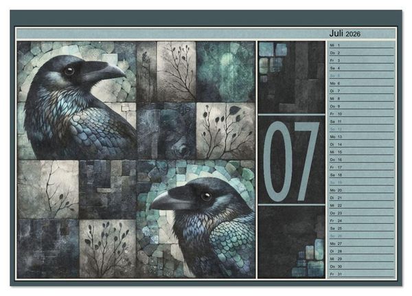 Produktbild: Kr&auml;hen. Verborgene Farbnuancen. Kunst. (Tischkalender 2026 DIN A5 quer), CALVENDO Monatskalender