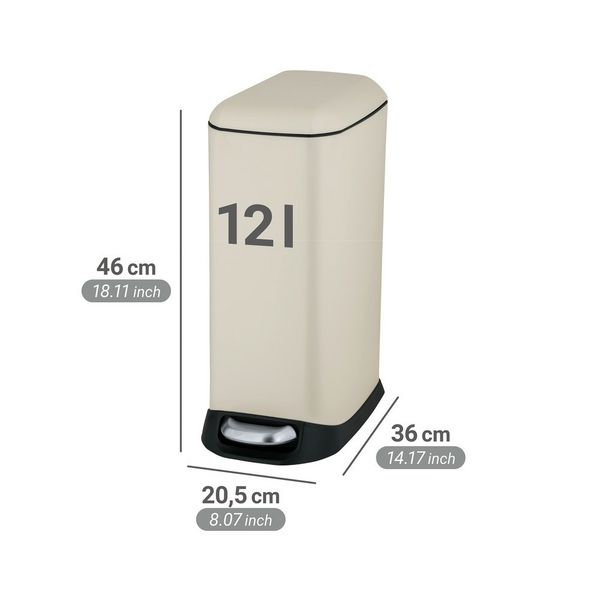 Produktbild: Treteimer Mod. Design 12 L, Easy-Close, Creme, mit herausnehmbarem Einsatz