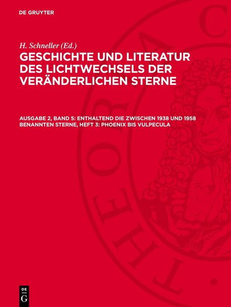 Produktbild: Enthaltend die zwischen 1938 und 1958 benannten Sterne, Heft 3: Phoenix bis Vulpecula