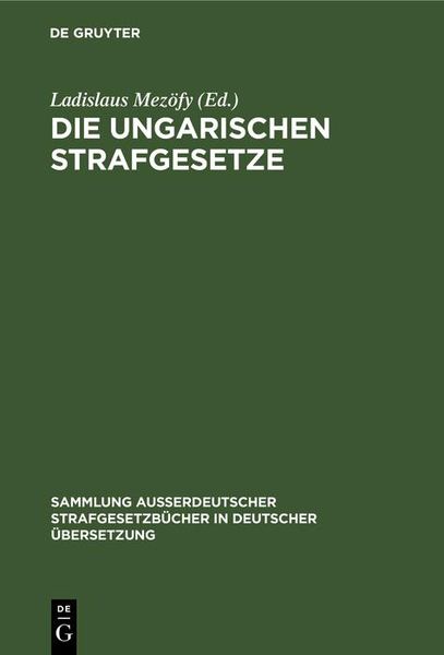 Produktbild: Die Ungarischen Strafgesetze