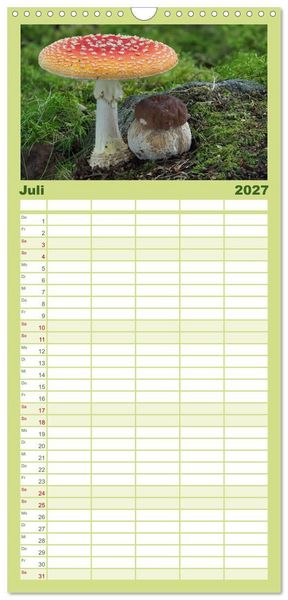Produktbild: Familienplaner 2027 - Pilze - tolle Funde mit 5 Spalten (Wandkalender, 21 x 45 cm) CALVENDO