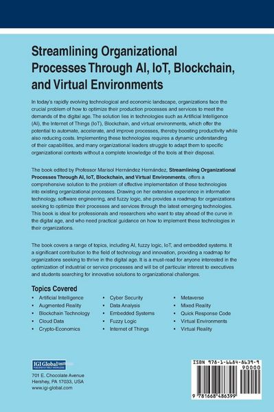Produktbild: Streamlining Organizational Processes Through AI, IoT, Blockchain, and Virtual Environments