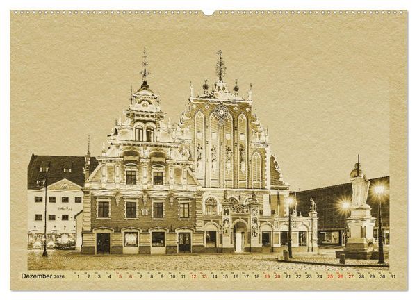 Produktbild: Riga &ndash; Ein Kalender im Zeitungsstil (hochwertiger Premium Wandkalender 2026 DIN A2 quer), Kunstdruck in Hochglanz