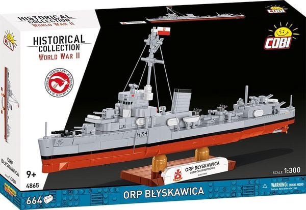 COBI Historical Collection 4865 - Orp Blyskawica, WWII, Bausatz 1:300, 664 Klemmbausteine