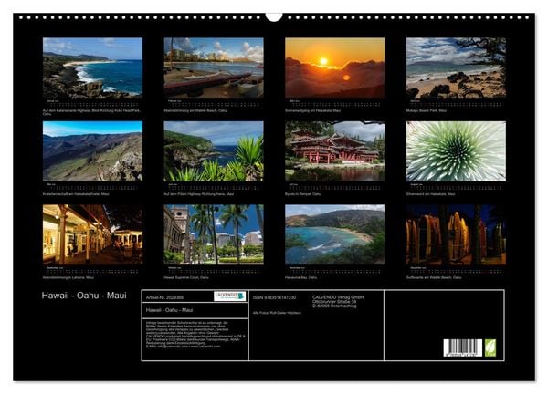 Produktbild: Hawaii - Oahu - Maui (Wandkalender 2026 DIN A2 quer), CALVENDO Monatskalender