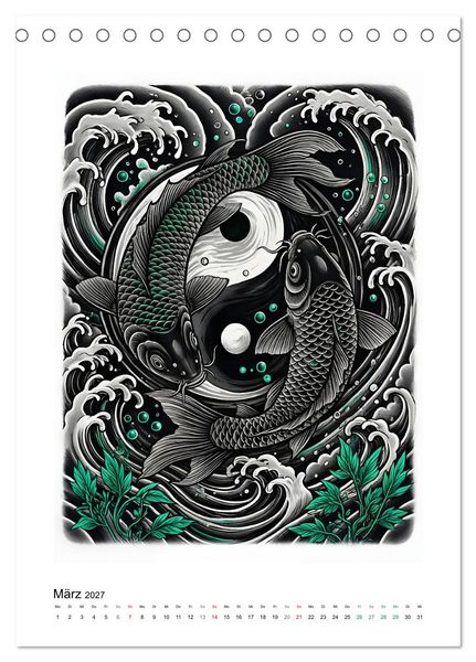 Produktbild: Irezumi - Japans Seele in zwei Farben (Tischkalender 2027 DIN A5 hoch), CALVENDO Monatskalender