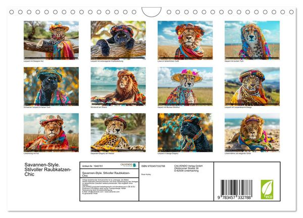 Produktbild: Savannen-Style. Stilvoller Raubkatzen-Chic (Wandkalender 2026 DIN A4 quer), CALVENDO Monatskalender