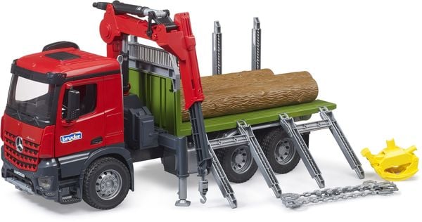 Bruder - MB Arocs Holztransport-LKW mit Ladekran, Greifer plus 3 Baumstämme
