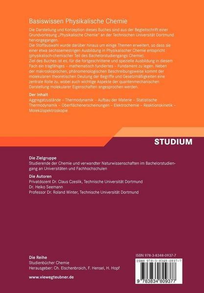 Produktbild: Basiswissen Physikalische Chemie