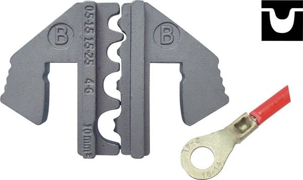 Produktbild: TOOLCRAFT PLE-0B Crimp-Eins&auml;tze Unisolierte Kabelschuhe Quetschbereich: 1.5 bis 10 mm&sup2; Passend f&uuml;r Marke (Zangen): TOOLCRAFT PZ-500