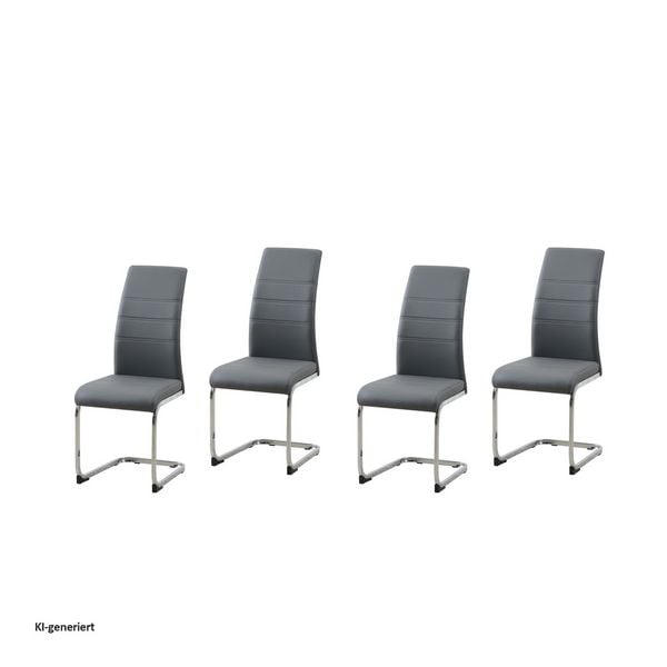 Produktbild: HTI-Living HTI-Line Schwingstuhl 4er Set PU grau SallyC HTI-Line Schwingstuhl 4er Set PU grau SallyC