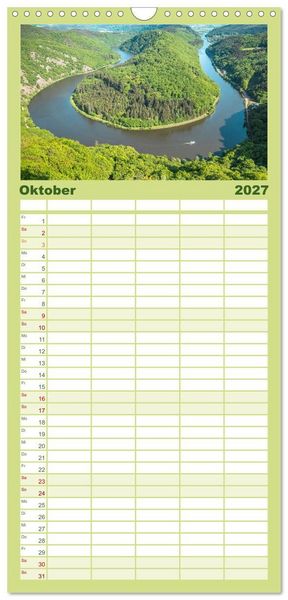 Produktbild: Familienplaner 2027 - Naturwunder - Deutschlands Flussschleifen mit 5 Spalten (Wandkalender, 21 x 45 cm) CALVENDO