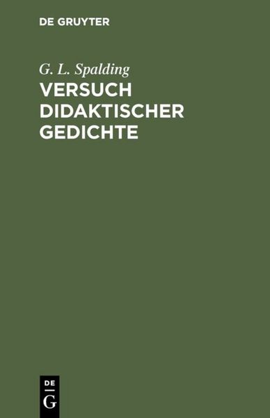 Produktbild: Versuch didaktischer Gedichte