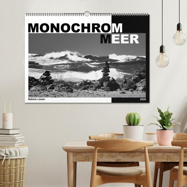 Produktbild: Monochrom Meer (Wandkalender 2026 DIN A2 quer), CALVENDO Monatskalender