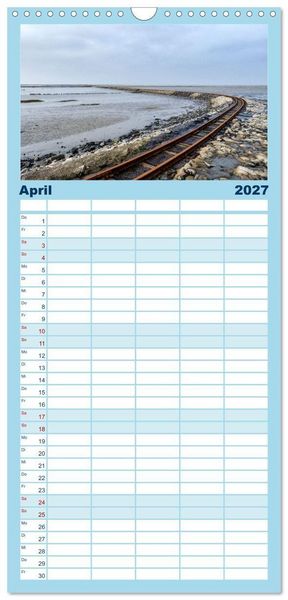 Produktbild: Familienplaner 2027 - Nordfriesland - weiter Horizont, faszinierende Natur, idyllische St&auml;dte mit 5 Spalten (Wandkalender, 21 x 45 cm) CALVENDO