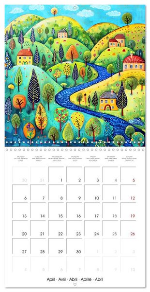 Produktbild: Voyage color&eacute; na&iuml;f (Calendrier mural carr&eacute; 2026 30x30 cm) Calendrier double avec une page pour vos prises de notes