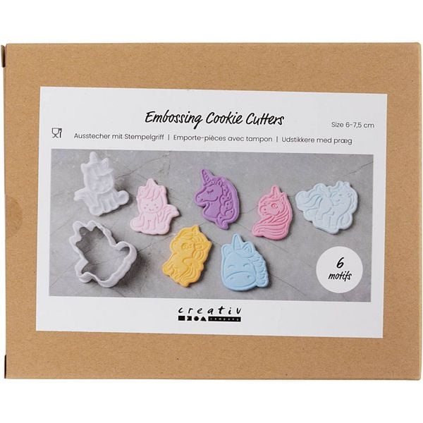 Produktbild: Creativ Company Ausstecher mit Stempelgriff, Einhorn, Gr&ouml;&szlig;e 6-7,5 cm, Wei&szlig;, 6 Stk
