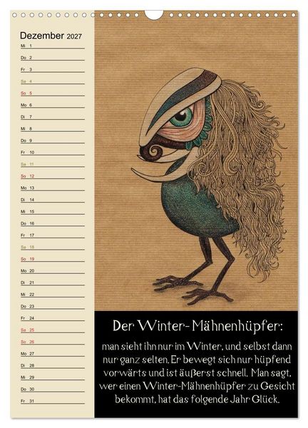 Produktbild: Fabelhafte Wesen / Geburtstagskalender (Wandkalender 2027 DIN A3 hoch), CALVENDO Monatskalender