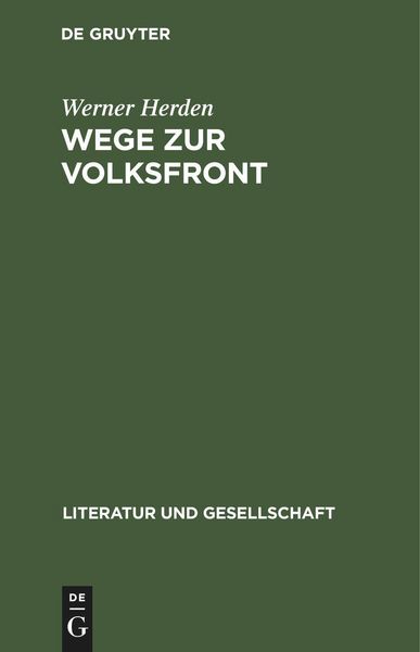 Produktbild: Wege zur Volksfront