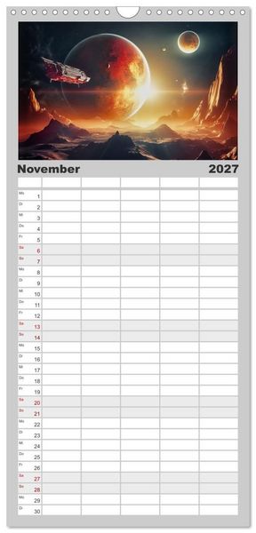 Produktbild: Familienplaner 2027 - Extraterrestrisch - Auf fremden Planeten mit 5 Spalten (Wandkalender, 21 x 45 cm) CALVENDO