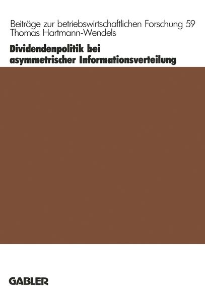 Produktbild: Dividendenpolitik bei asymmetrischer Informationsverteilung