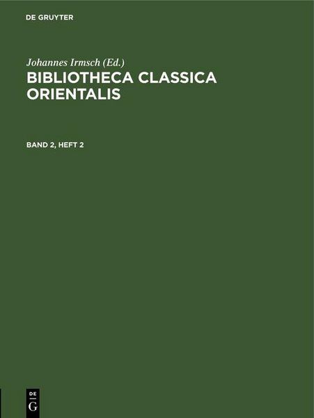 Produktbild: Bibliotheca Classica Orientalis. Band 2, Heft 2