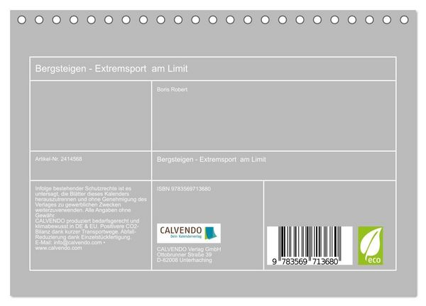 Produktbild: Bergsteigen - Extremsport am Limit (Tischkalender 2027 DIN A5 quer), CALVENDO Monatskalender