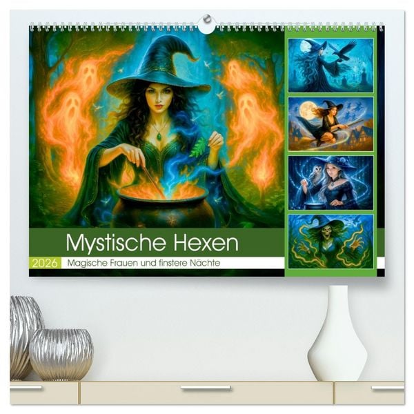 Produktbild: Mystische Hexen - Magische Frauen und finstere N&auml;chte (hochwertiger Premium Wandkalender 2026 DIN A2 quer), Kunstdruck in Hochglanz