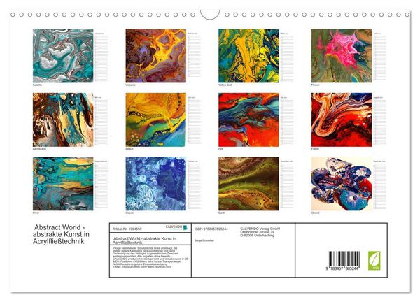 Produktbild: Abstract World - abstrakte Kunst in Acrylflie&szlig;technik (Wandkalender 2026 DIN A3 quer), CALVENDO Monatskalender