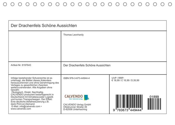 Produktbild: Der Drachenfels - Sch&ouml;ne Aussichten (Tischkalender 2022 DIN A5 quer)