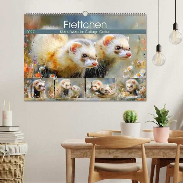 Produktbild: Frettchen. Kleine Wusel im Cottage-Garten (Wandkalender 2027 DIN A2 quer), CALVENDO Monatskalender