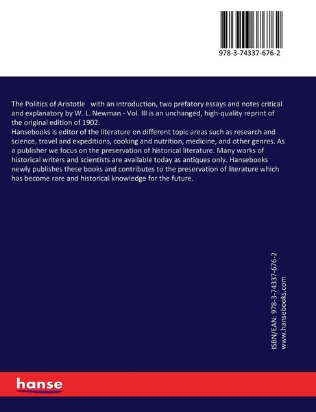 Produktbild: The Politics of Aristotle with an introduction, two prefatory essays and notes critical and explanatory by W. L. Newman