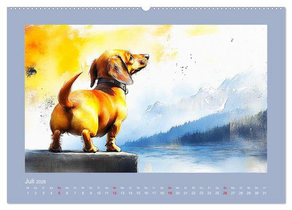 Produktbild: Dackelzauber. Charmante Begleiter im lieblichen Aquarell-Stil (Wandkalender 2026 DIN A2 quer), CALVENDO Monatskalender