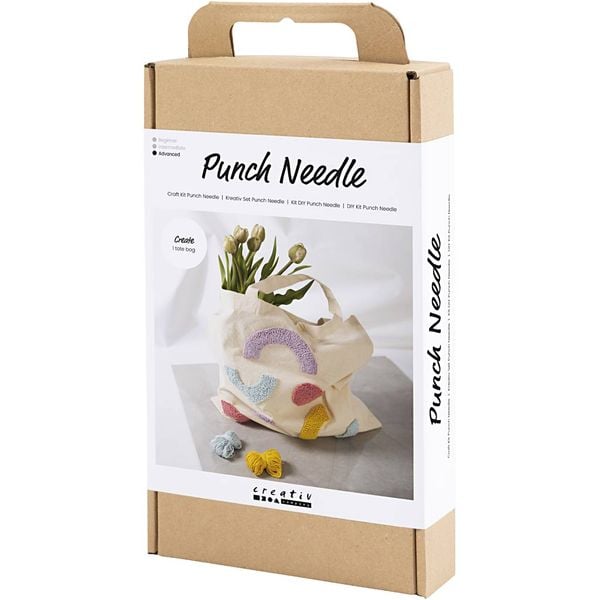Produktbild: Creativ Company DIY Sets Sticken & Nadelstanzen Kreativ Set Punch Needle, Pastellfarben, , Einkaufstasche, Kreativ Box