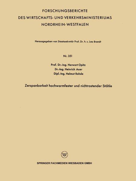 Produktbild: Zerspanbarkeit hochwarmfester und nichtrostender St&auml;hle
